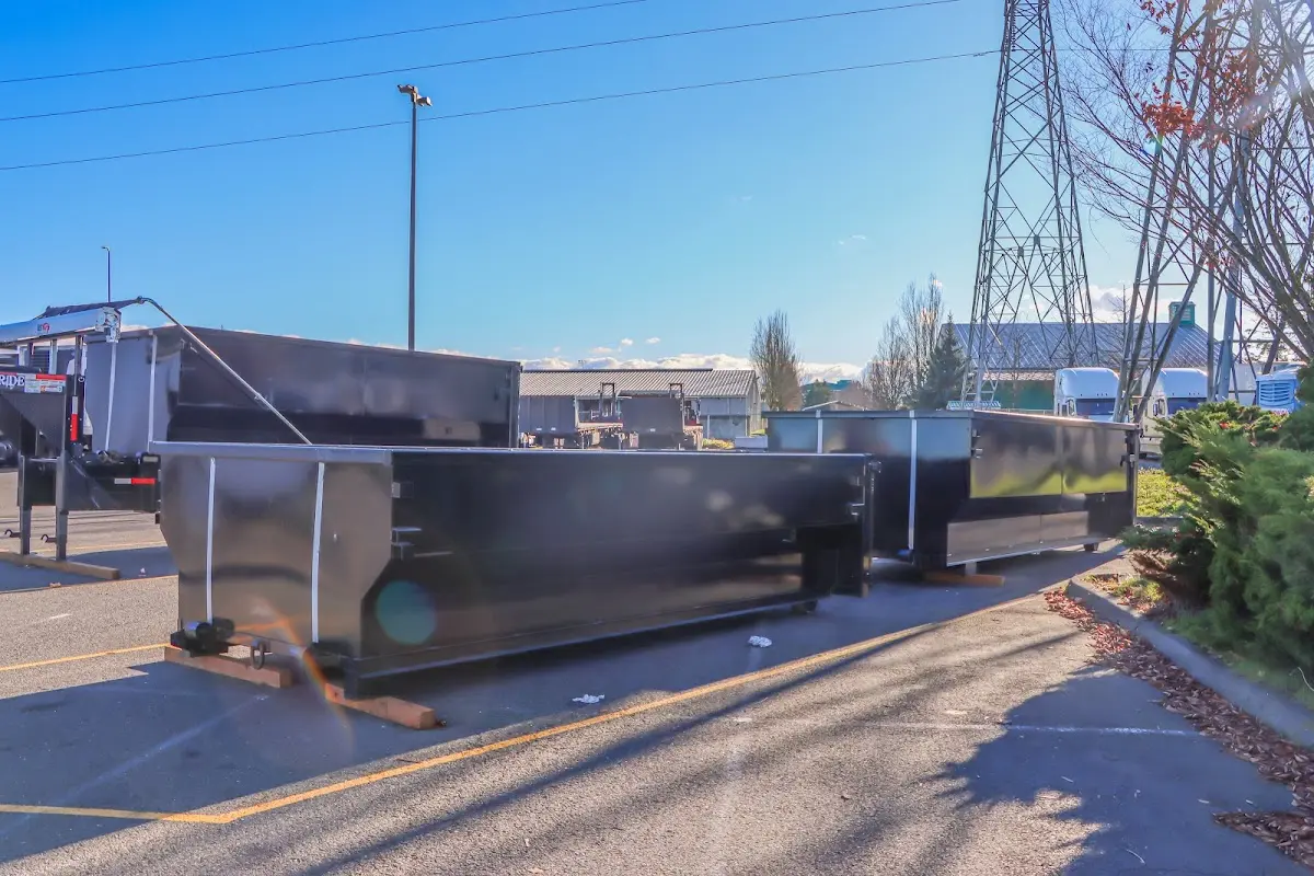 Roll-off dumpster ready for waste disposal at job site for Roofing Dumpster Rental in North Haledon